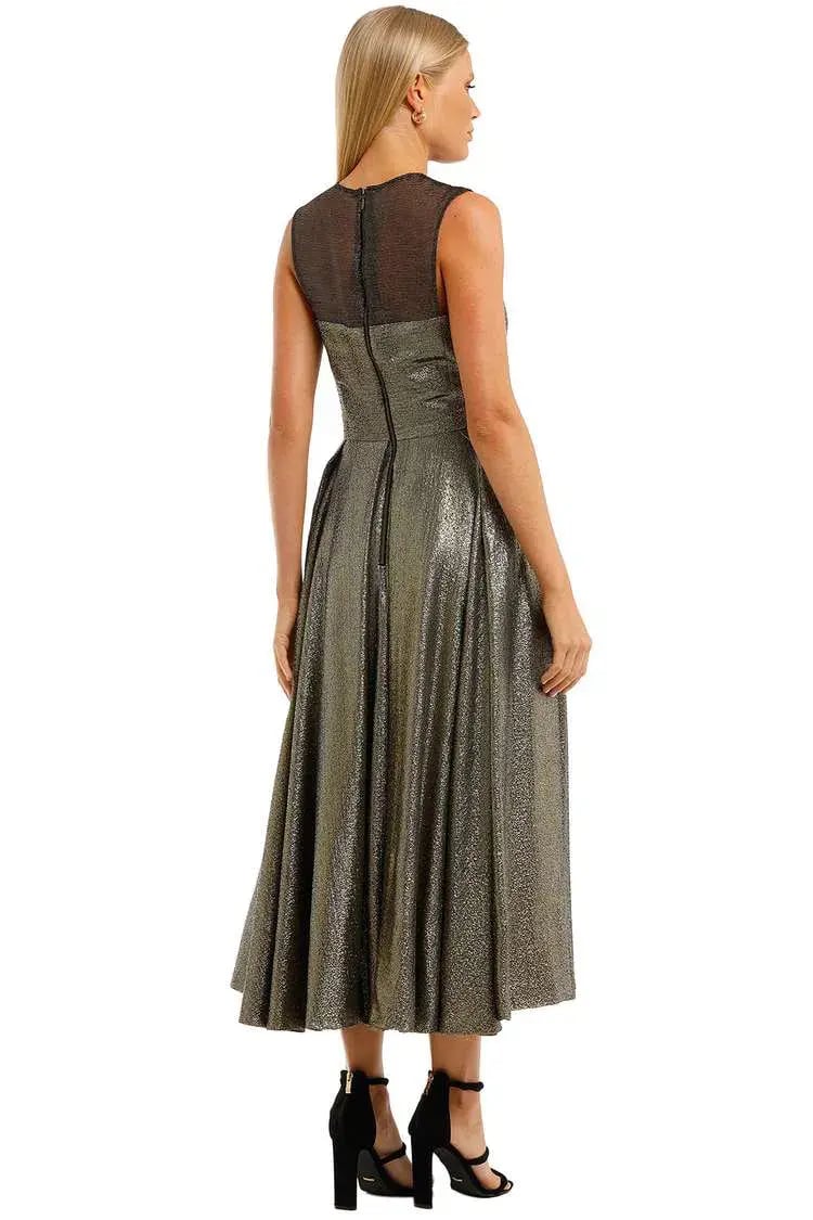 Aurelio Costarella  Katrine Noir Dress Gold Size 8 photo 3