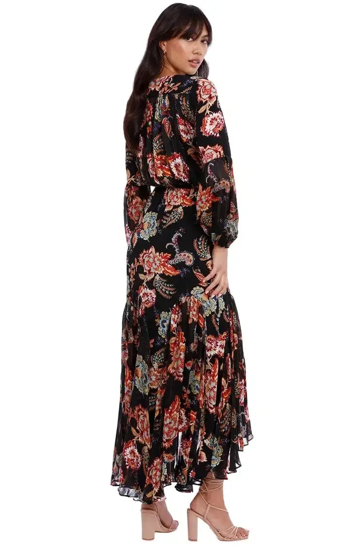 Elliatt Balance Midi Dress in Black Floral Size 14 photo 3