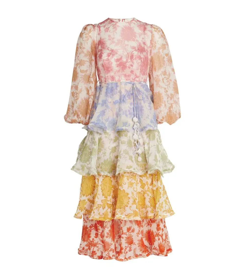 Zimmermann Postcard Flounce Midi Dress Multi Size 0/Au 8 photo 3
