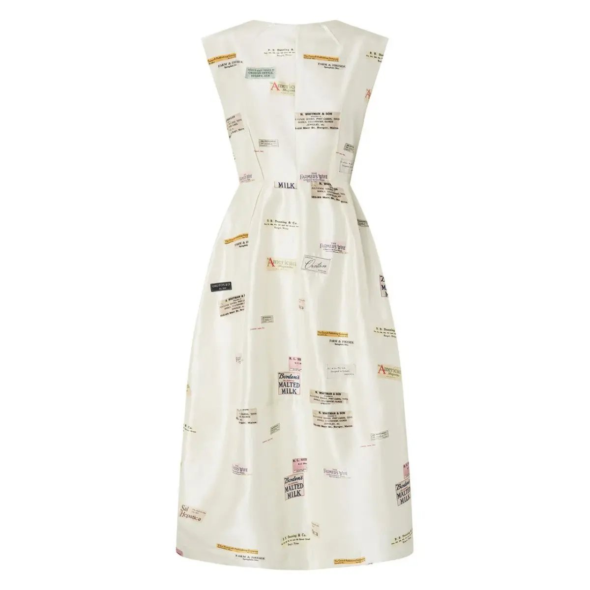Oroton Structured Spaced Label Midi Dress Soft Cream Print Size 6 photo 4