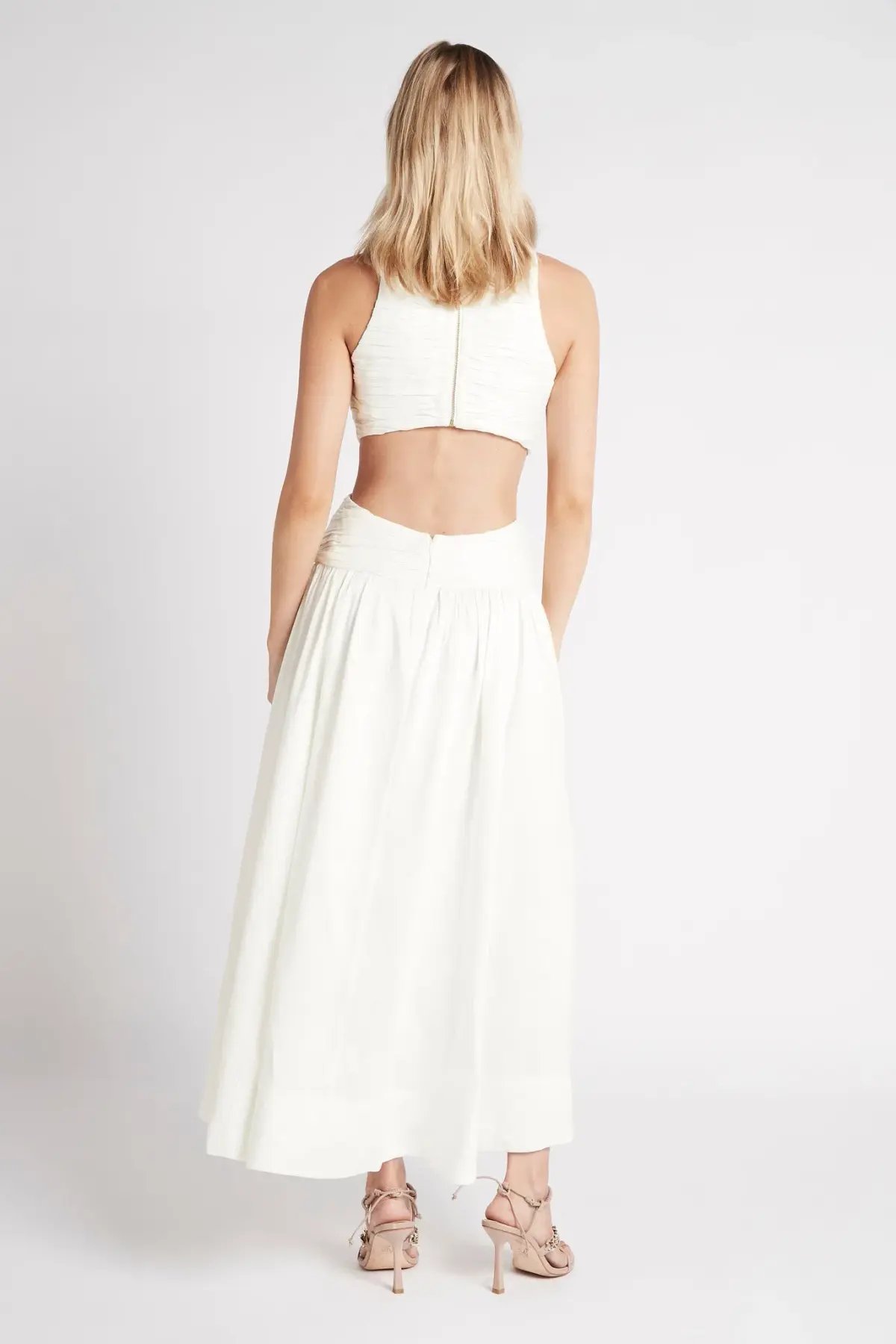 Aje Introspect Cut Out Midi Dress White Size 10 photo 3