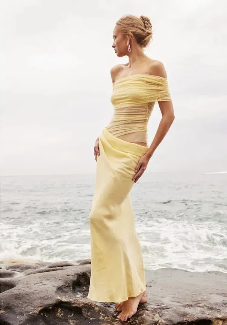 Benni Nico Maxi Dress Butter Yellow Size 6 photo 4
