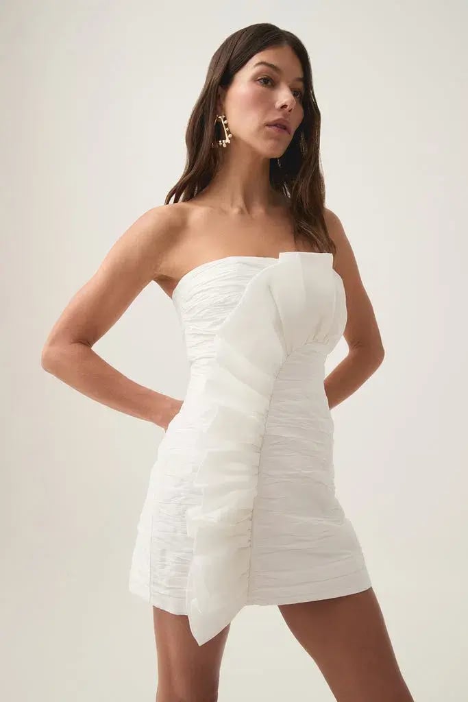 Aje Telma Ruffle Micro Mini Dress Ivory Size 8 photo 2
