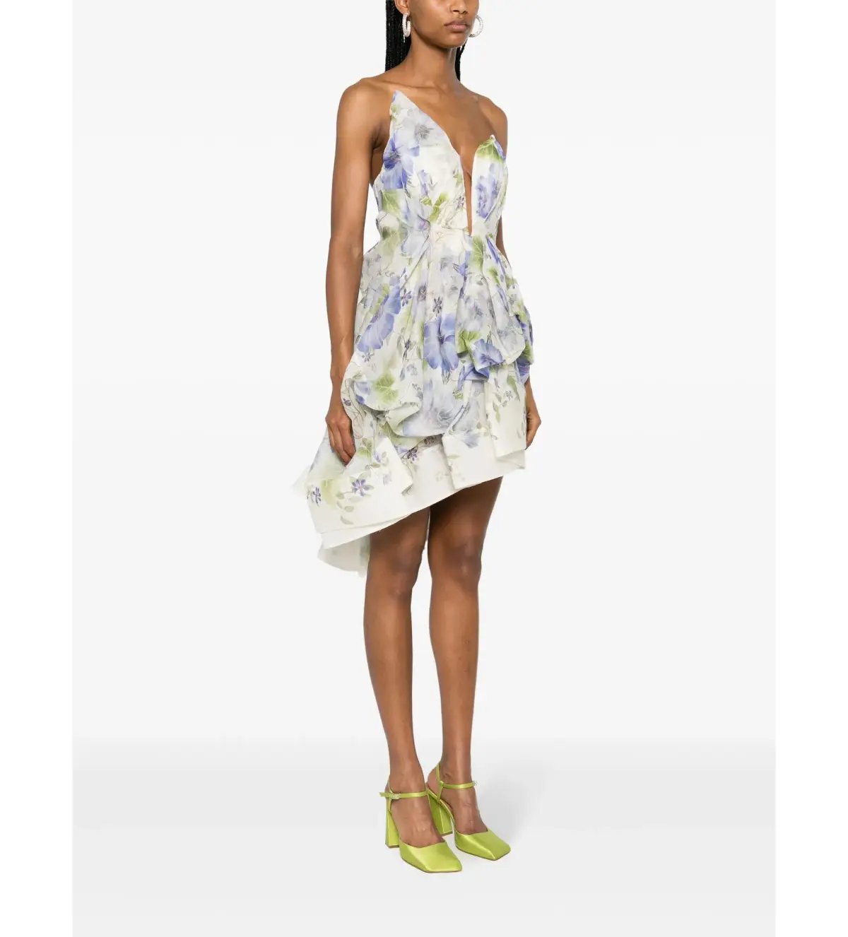 Zimmermann Natura Drape Mini Dress Blue Floral Size 0/ AU 8 photo 2