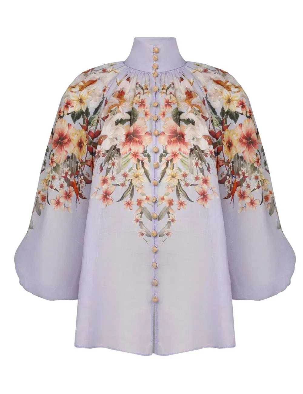 Zimmermann Lexi Billow Blouse & Tuck Short in Blue Palm Size 0 / AU 8 photo 3