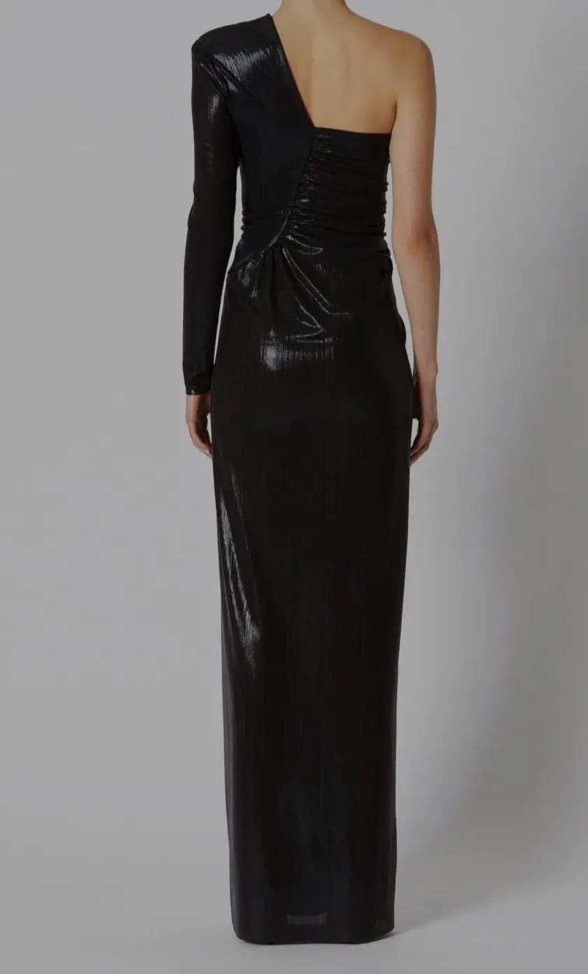 Scanlan Theodore Lacquer Jersey Gown Black Size 8 photo 3