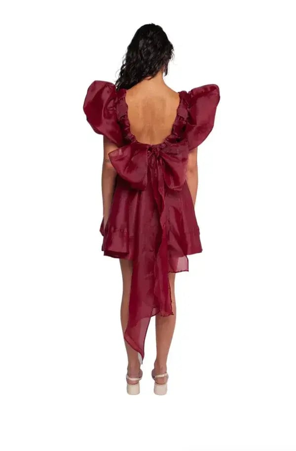 Aje Gretta Organza Mini Dress Burgundy Size 6 photo 2