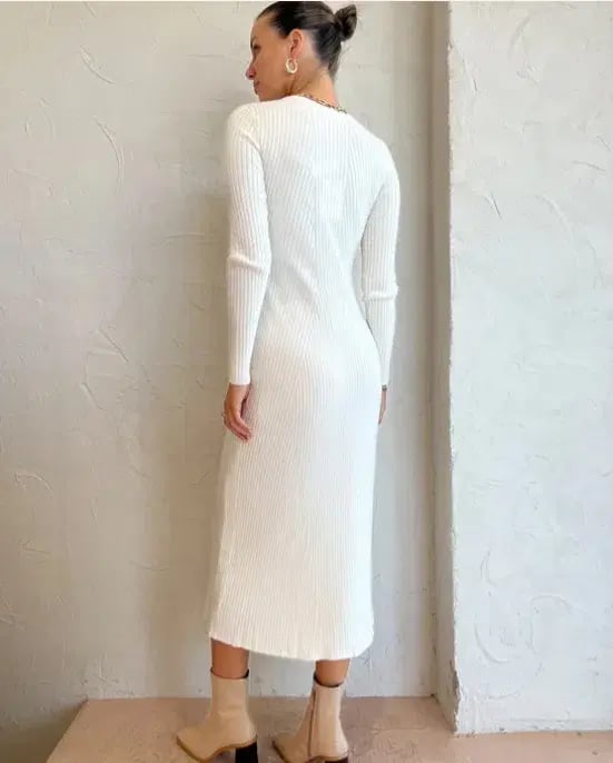 Elka Collective Linea Knit Midi Dress Ivory Size 6 photo 2