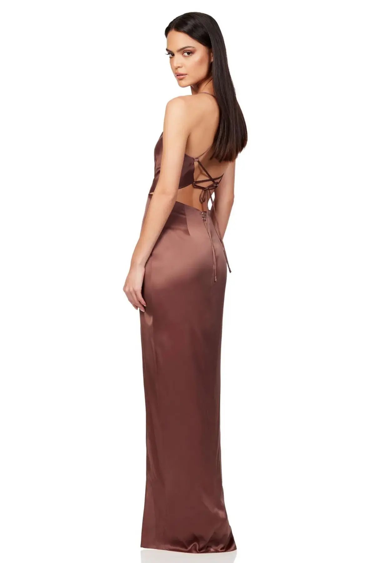 Nookie Stella Cut Out Gown in Mocha Brown Size 8 photo 2