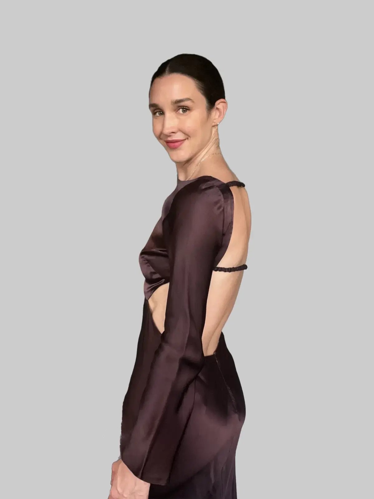 Shona Joy Lana Long Sleeve Open Back Midi Dress Burgundy Size 8 photo 5