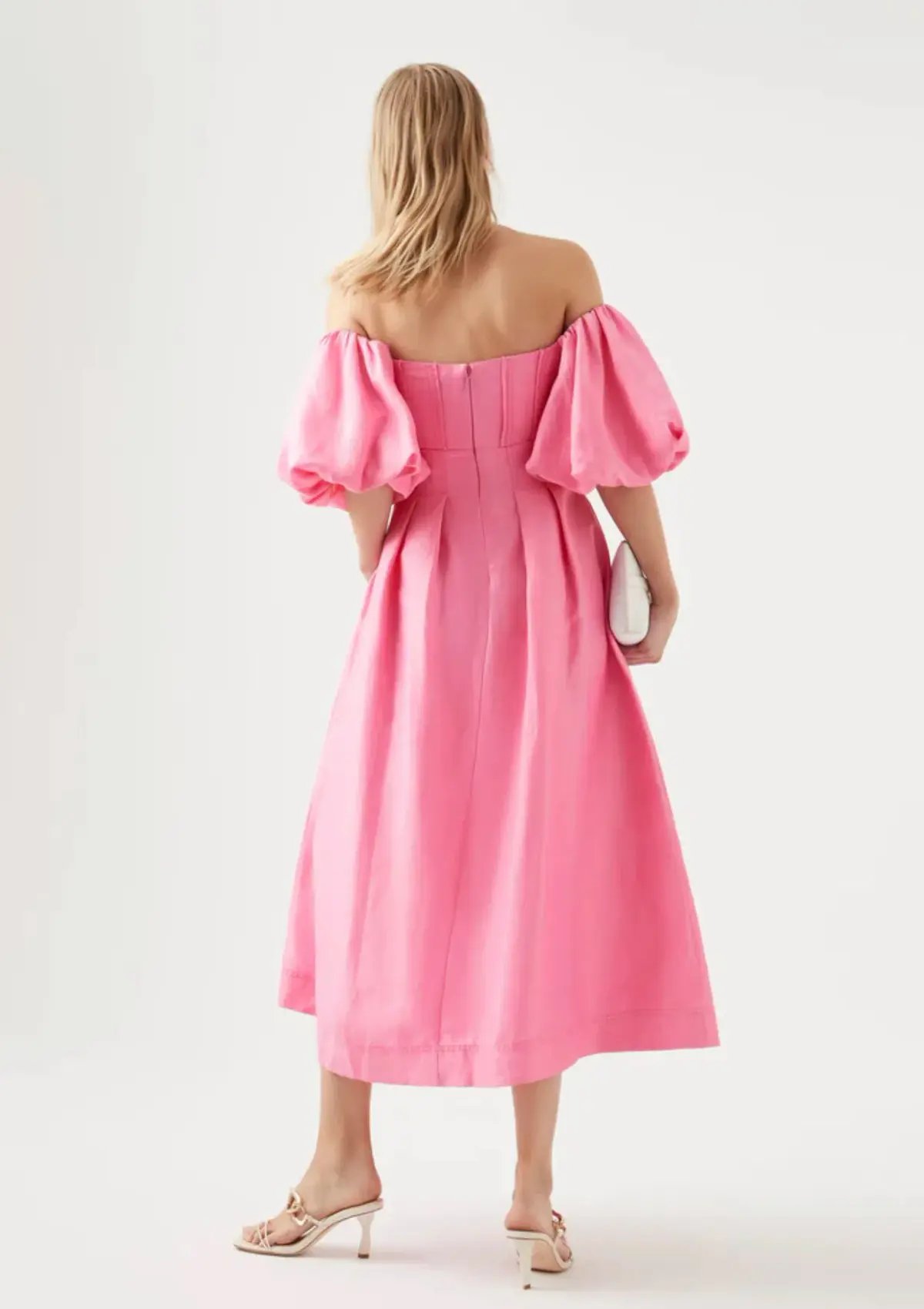 Aje Eugenie Off Shoulder Midi Dress Pink Size 10 photo 3