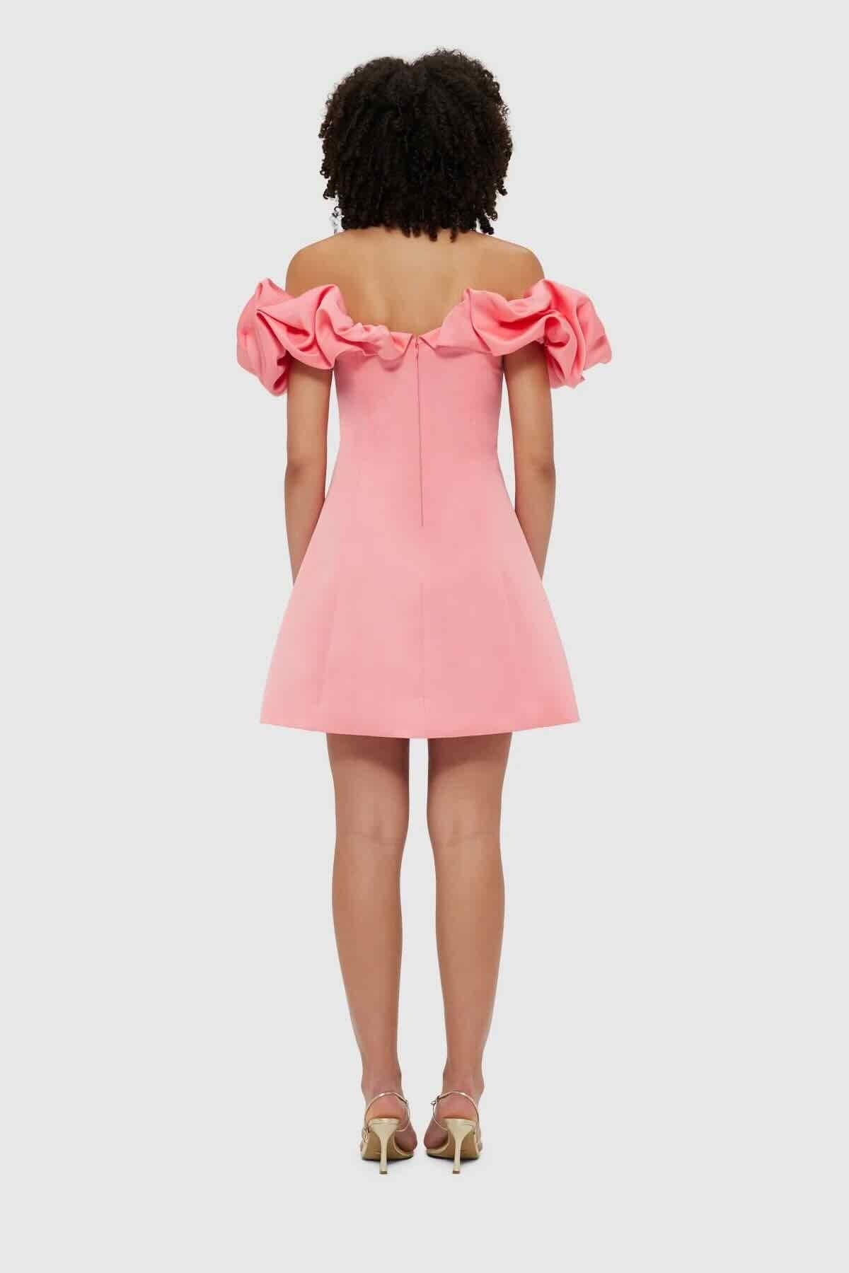LEO LIN BELLA OFF SHOULDER FRILL MINI DRESS - STRAWBERRY PINK photo 6