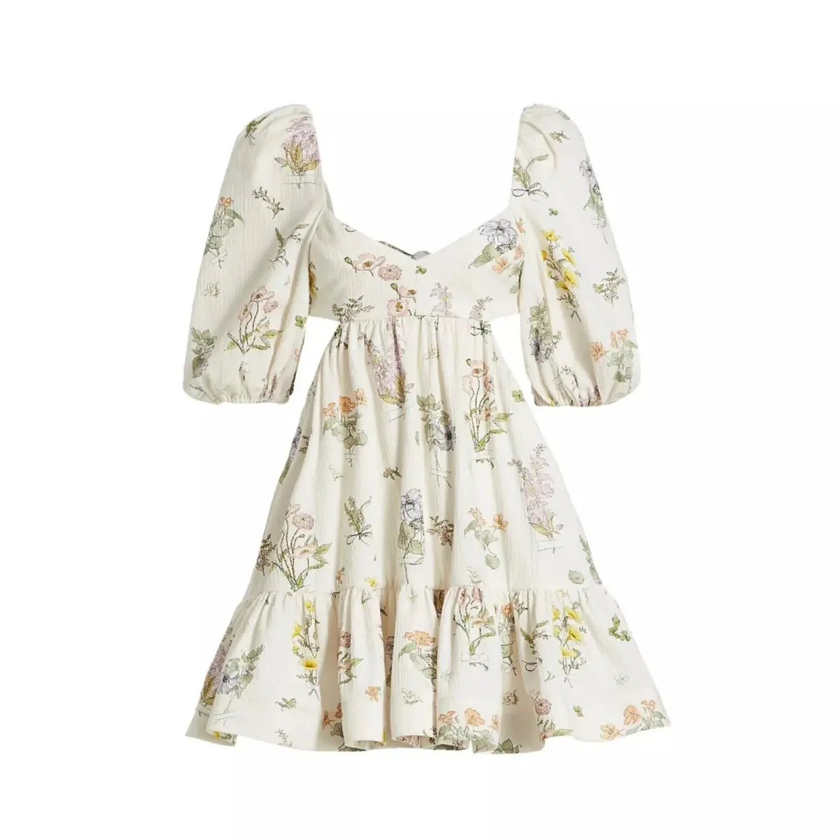 Zimmermann Jeannie Puff Sleeve Mini Dress Bouquet Floral Size 2 / AU 12 photo 4