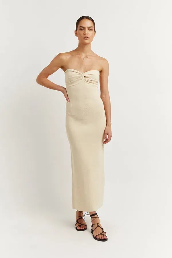 Dissh Anika Butter Knit Midi Dress Cream Size 6 photo 3