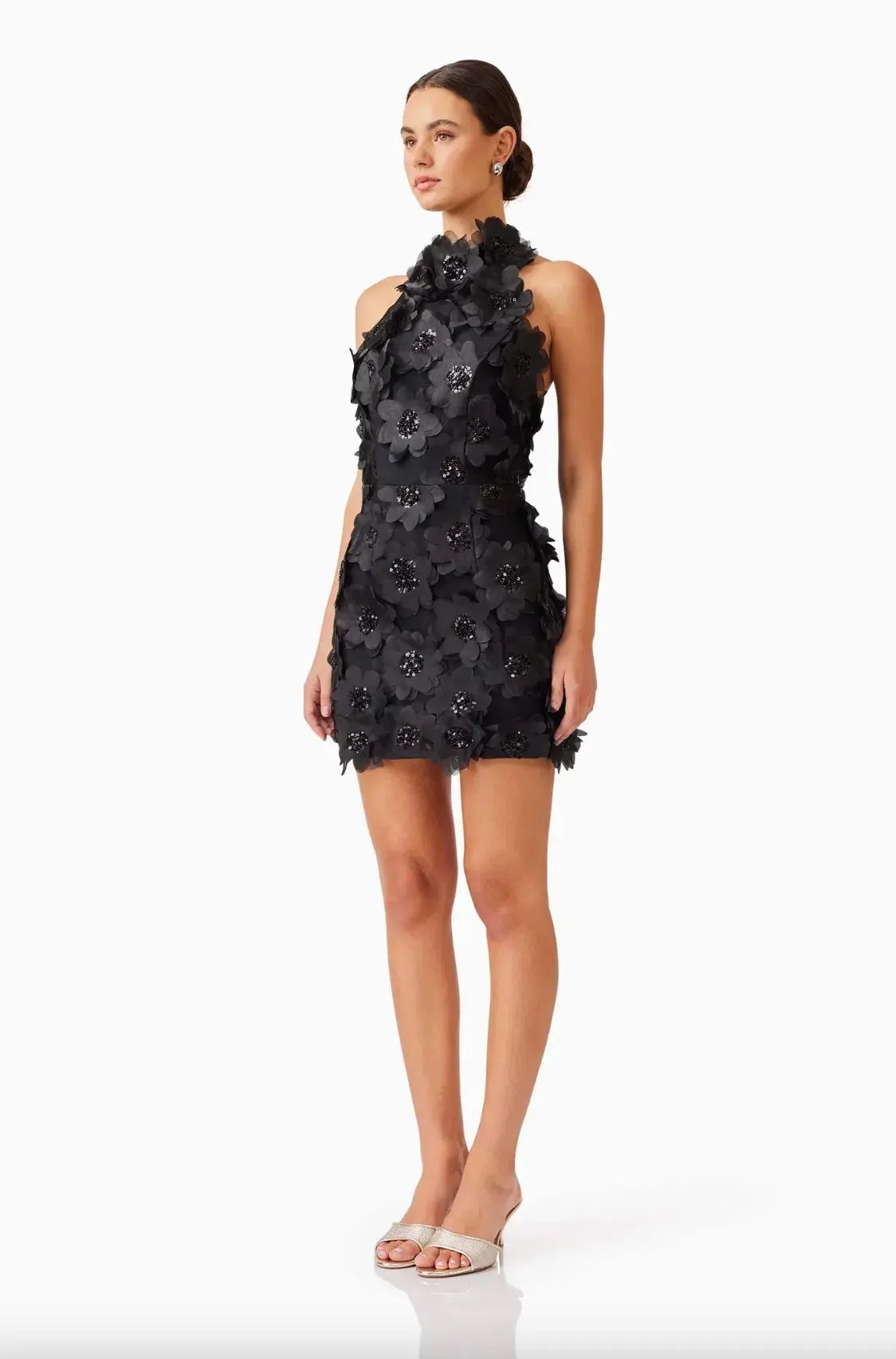 Elliatt Cherry Blossom Mini Dress in Black Size 8 photo 5