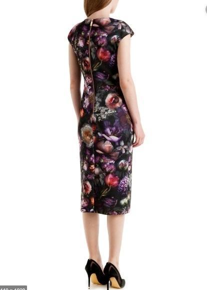 Ted Baker RAISIE Shadow Floral Midi Dress Purple Size 8 photo 2