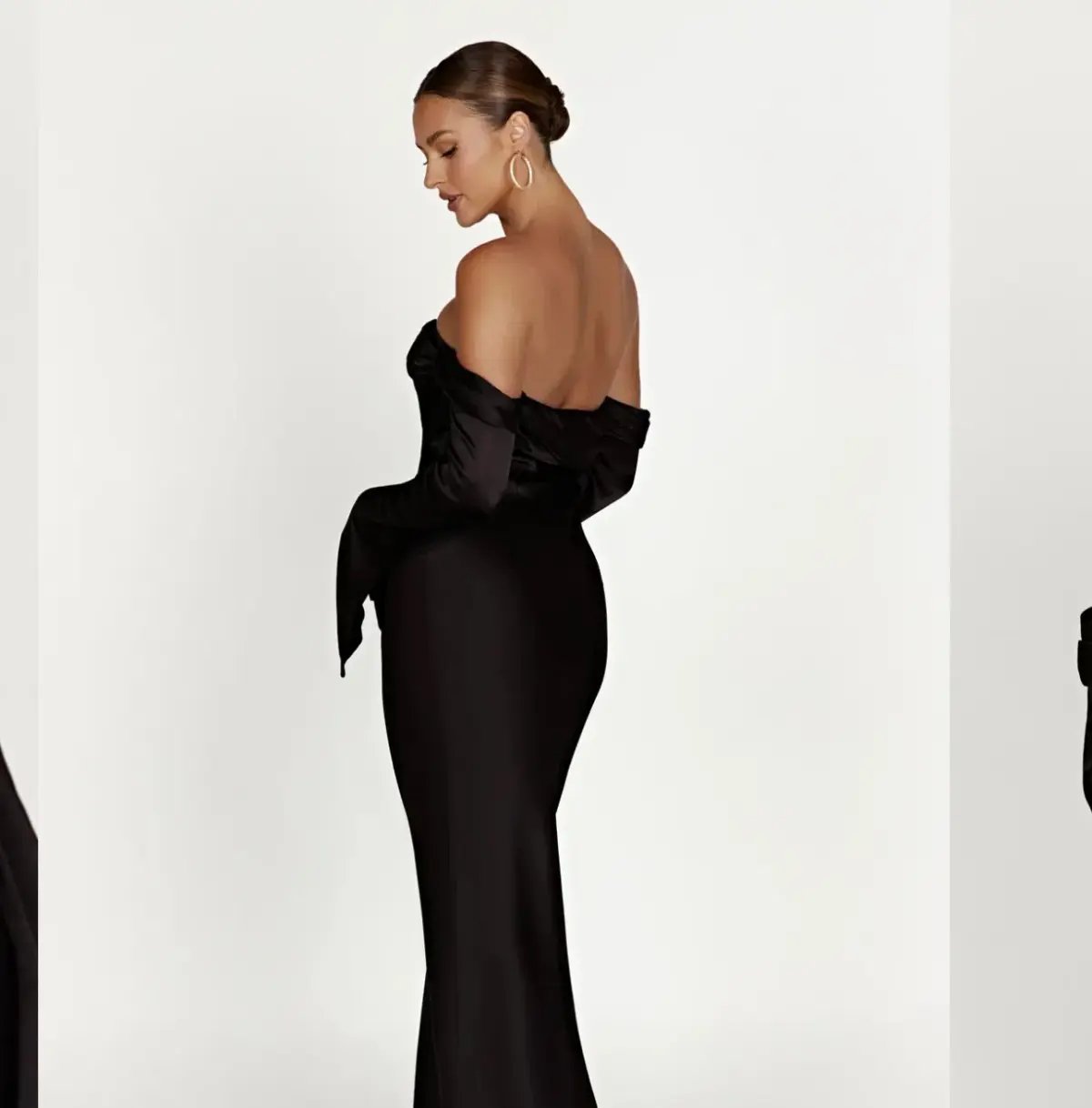 Giselle Off Shoulder Cowl Neck Maxi Dress - Black photo 3