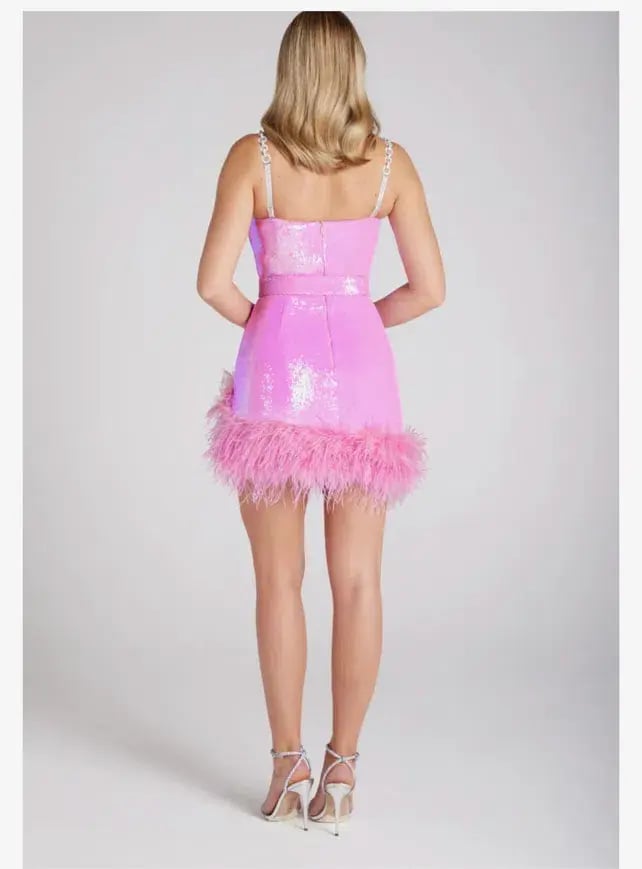 Nadine Merabi  Fifi Mini Dress Pink Size L / Au 12 photo 2