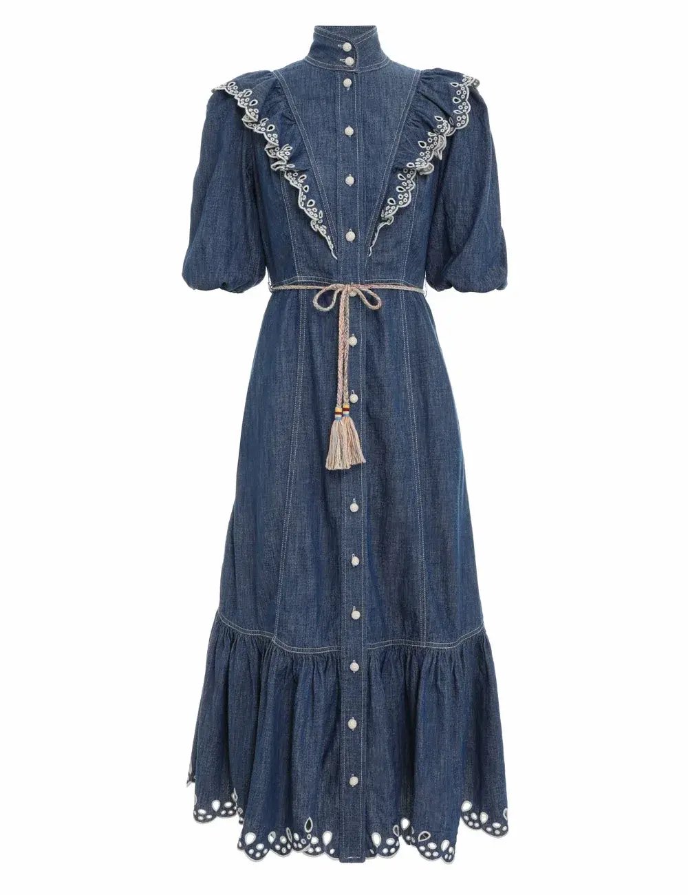 Zimmermann Laurel Scallop Midi Dress Blue Lagoon Size 0P / AU 6 photo 2