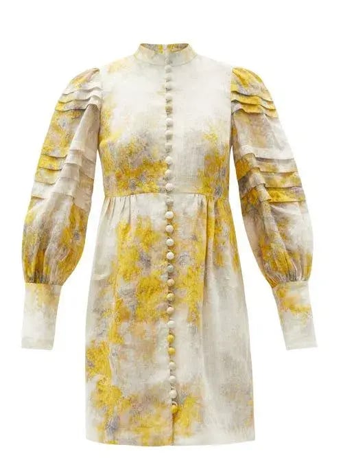 Zimmermann Botanica Wattle Linen Mini Dress Print Size 2 / Au 12 photo 4