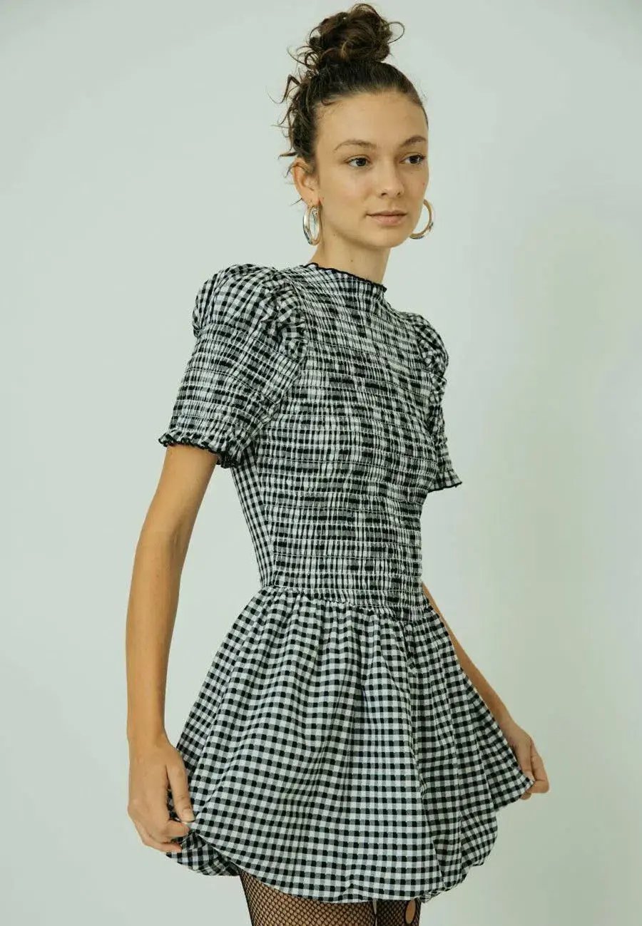 Après Studio Gingham Bubble Mini Dress Print Size L / AU 12 photo 3