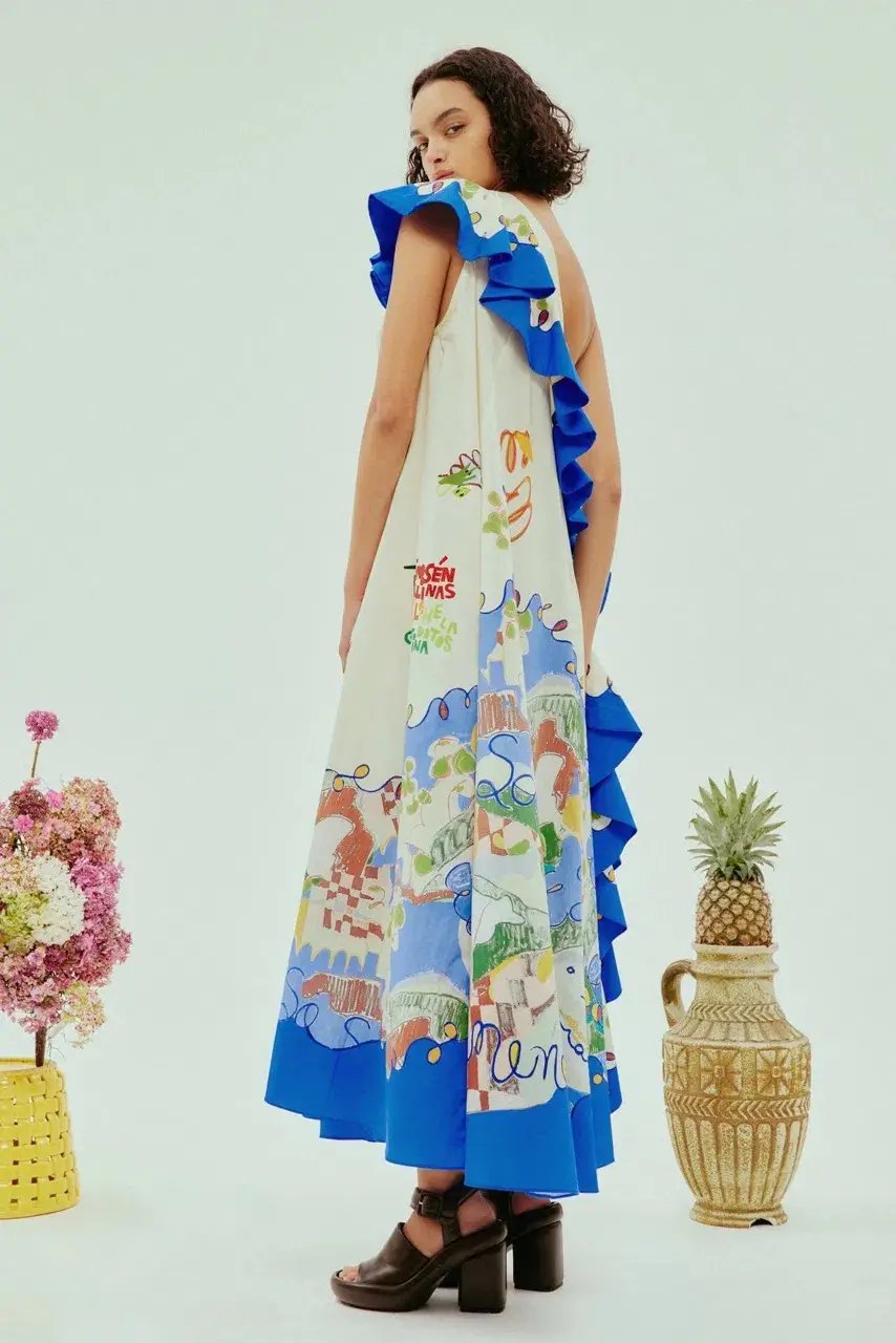 Alemais Nadia One Shoulder Ruffle Dress Print Size 10 photo 3