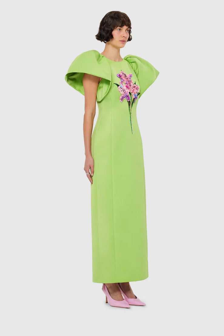 Leo Lin Lucinda Embellished Maxi Dress - Lily Print in Parakeet photo 2