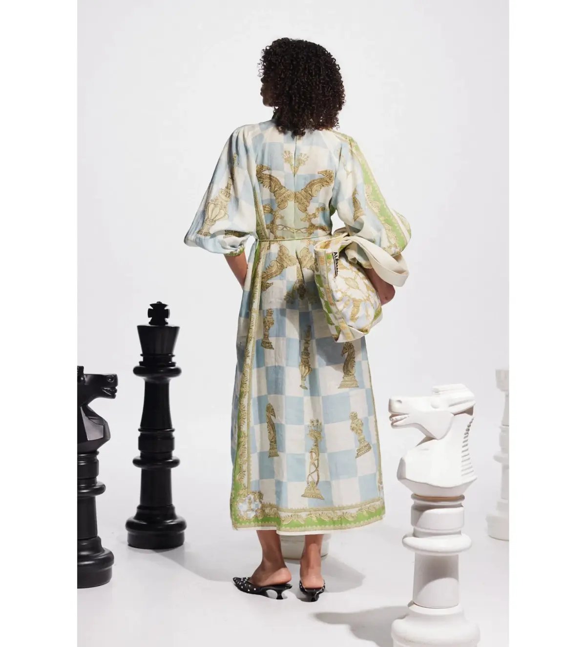 Alemais Checkmate Linen Midi Shirtdress Multi Print Size AU 16 photo 5