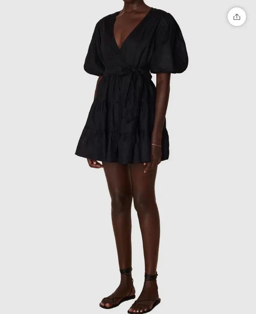 Faithfull the Brand Rooney Wrap Mini Dress Black Size 8 photo 4