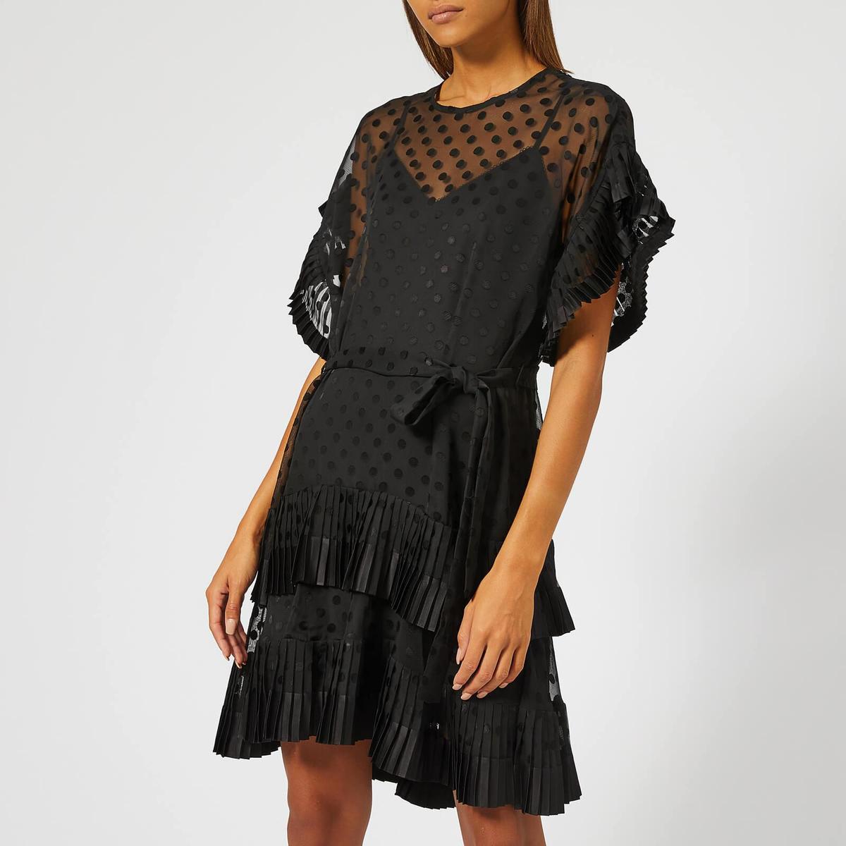Zimmermann Pleated Tier Chiffon Smock Mini Dress Black Size 8 photo 2