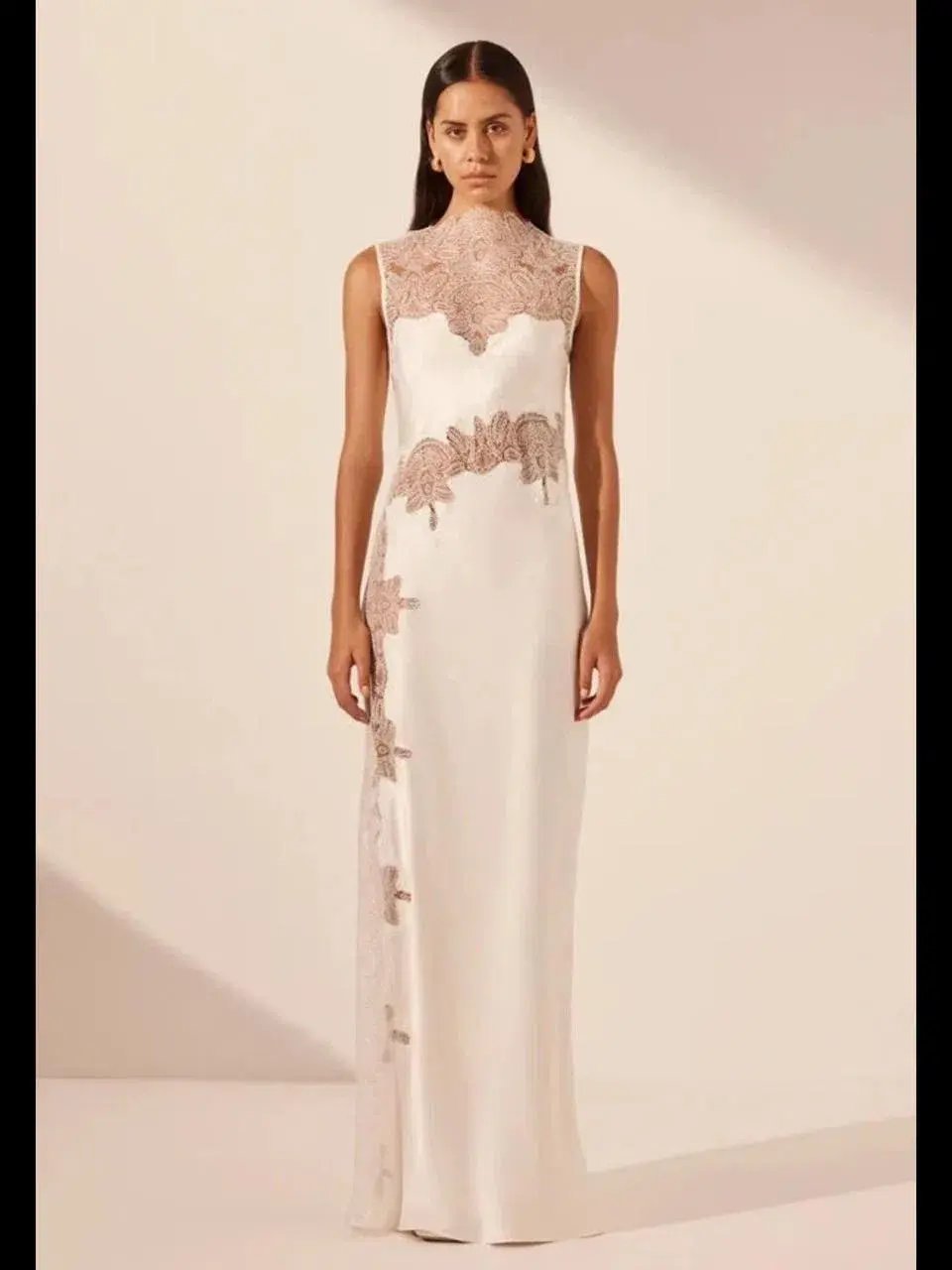 Shona Joy Jamila Lace High Neck Maxi Dress White Size 8 photo 6