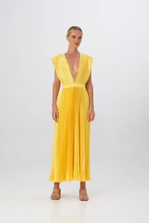 L’Ideè Canary Gala Gown Yellow Size 10 photo 3