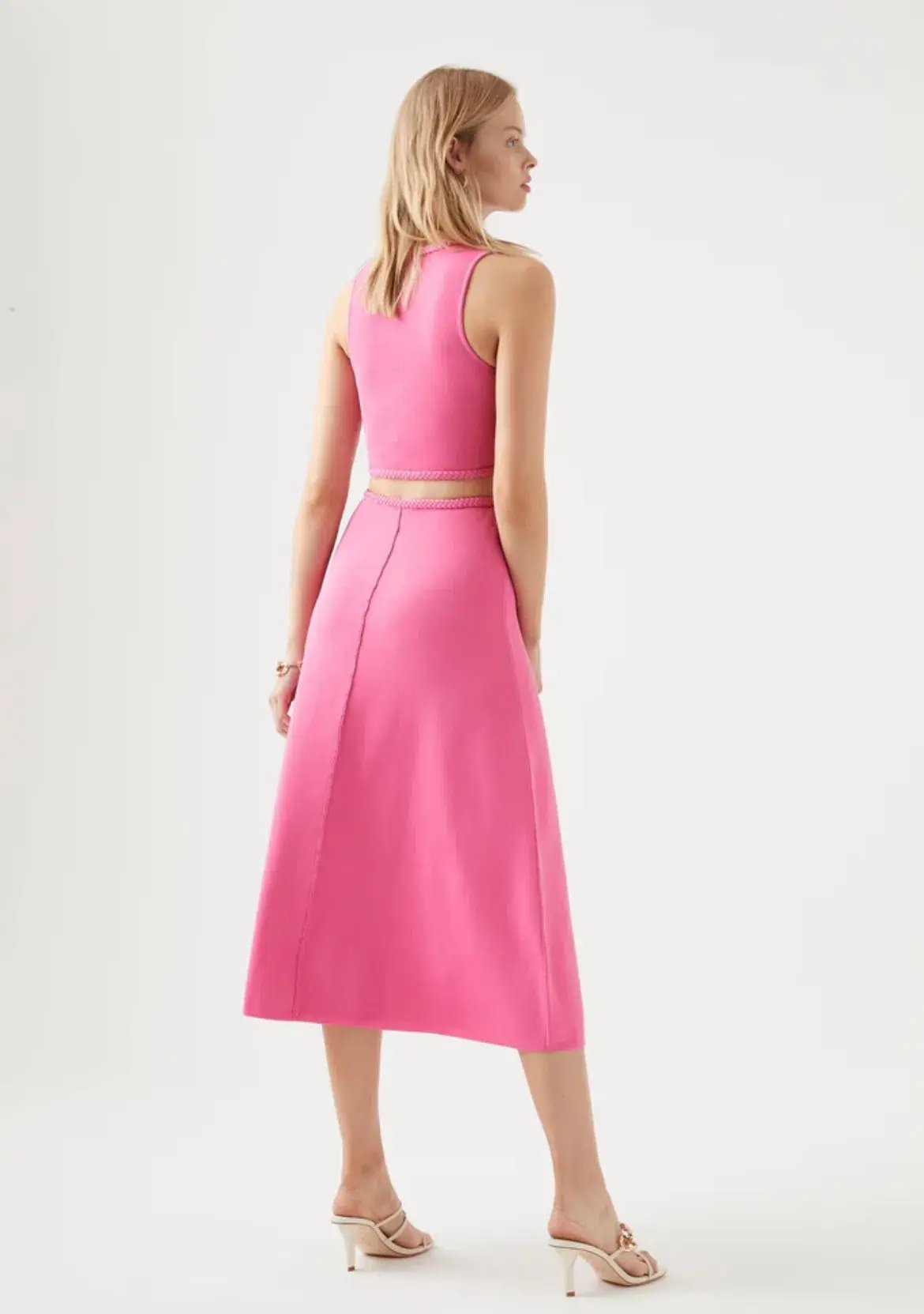 Aje Petal Knit Midi Skirt French Rose Pink Size S / AU 8 photo 3