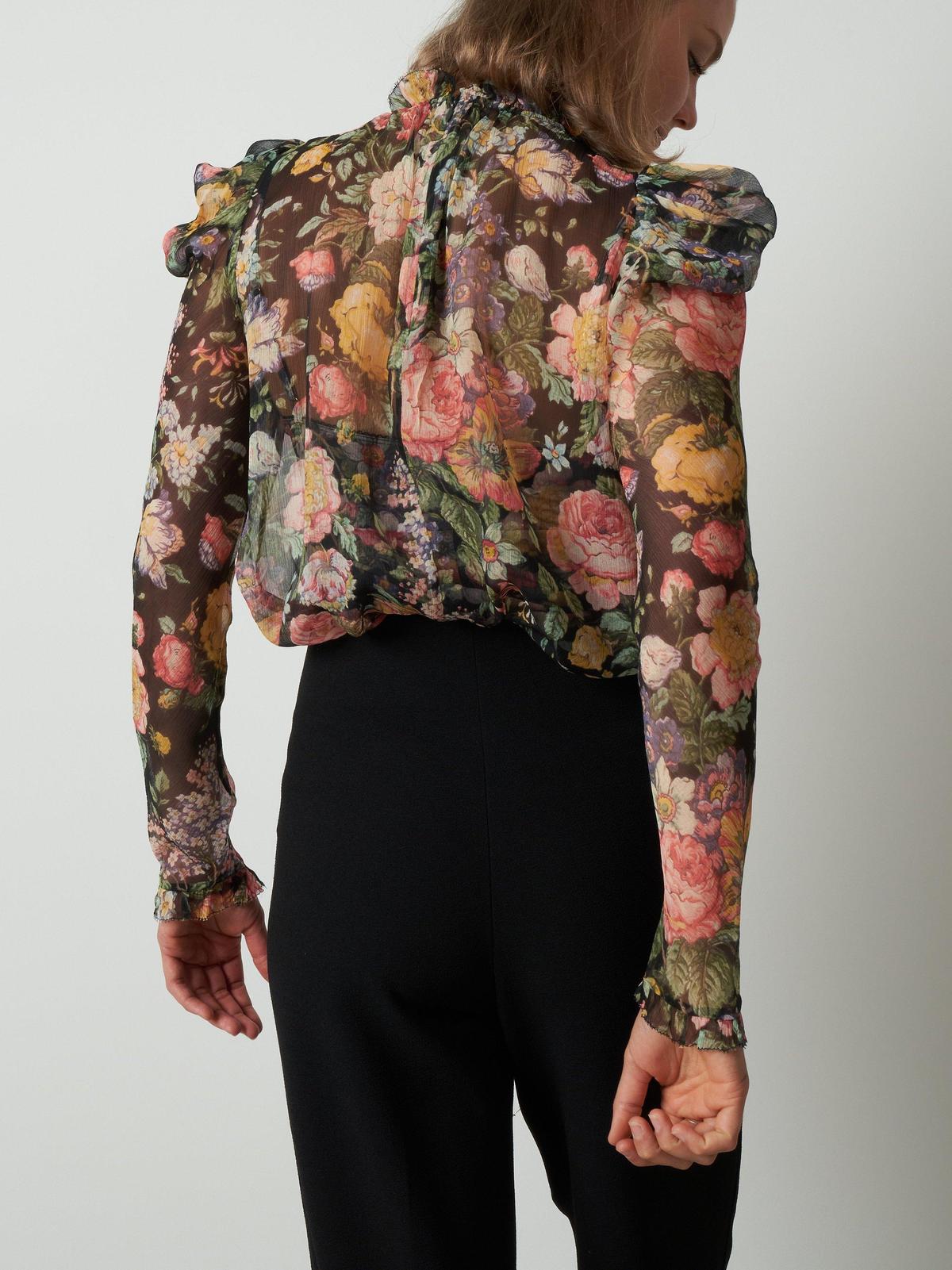 Zimmerman Ladybeetle Draped Sleeve Top Midnight Floral Size 2/AU 12 photo 3