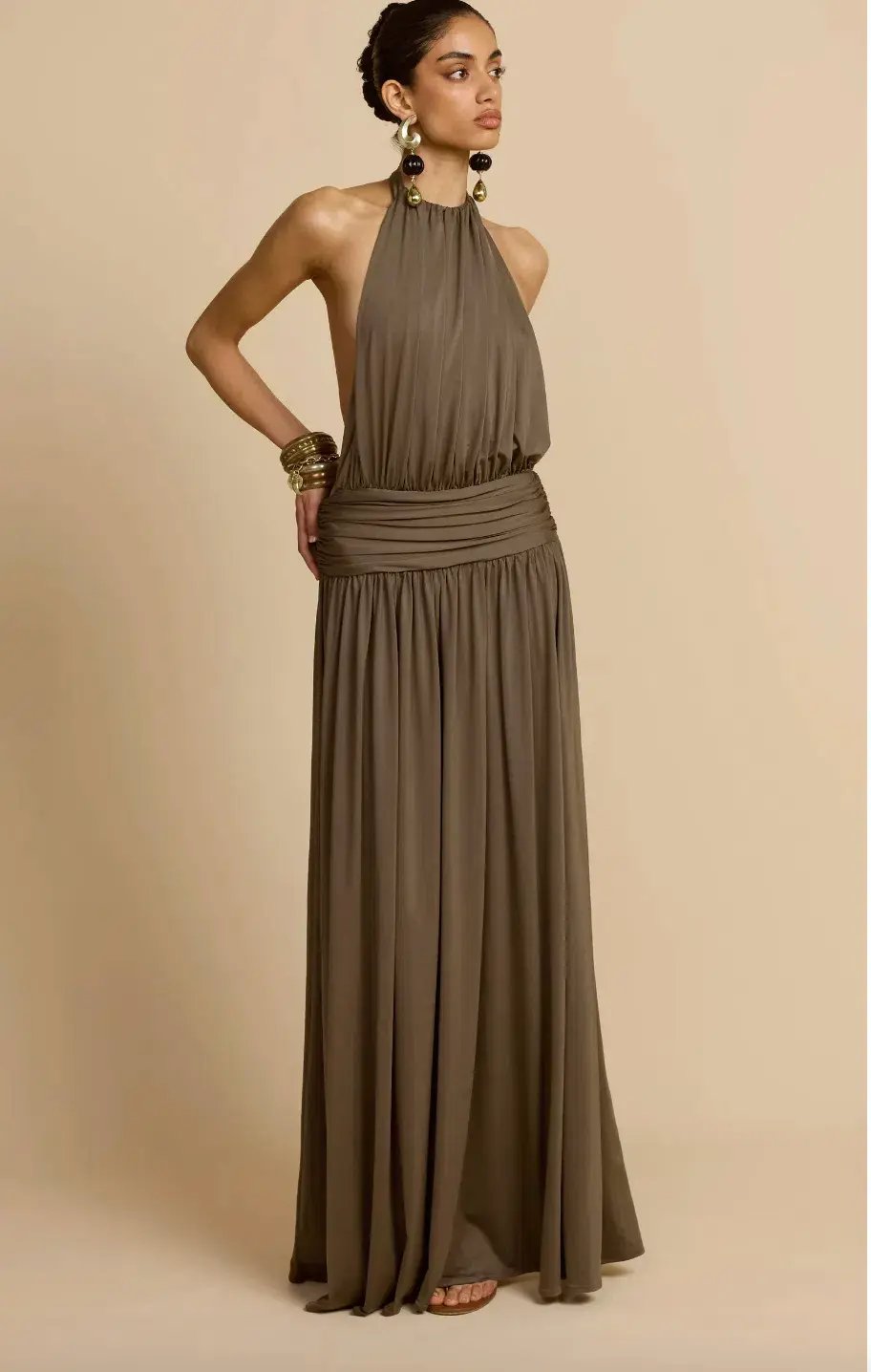 arcina ori, SANTINA DRESS KHAKI, maxi, size 8 photo 3