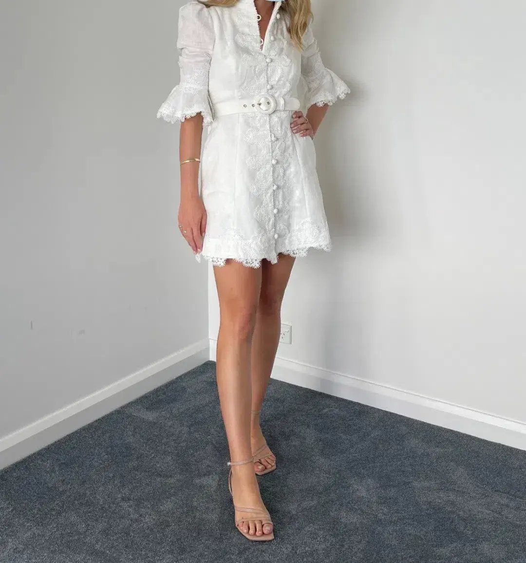 Zimmermann High Tide Applique Mini Dress Ivory Size 0 / Au 8 photo 3