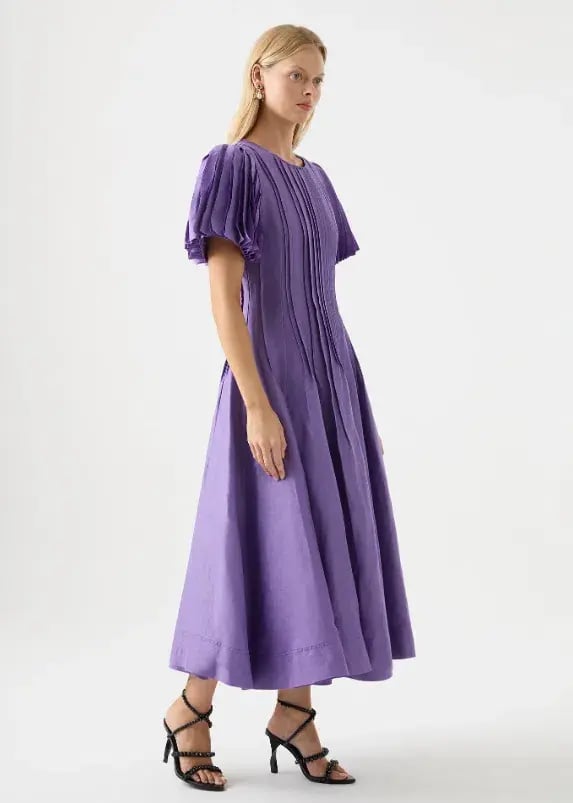Aje Nova Pleated Midi Dress in Deep Violet Size 6 photo 2