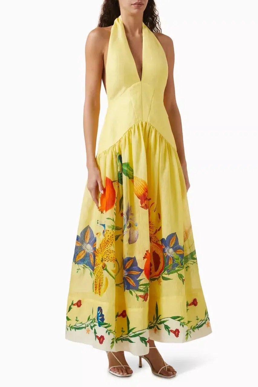 ALEMAIS Dahlia Halter Gown Yellow Size 10 AU photo 11