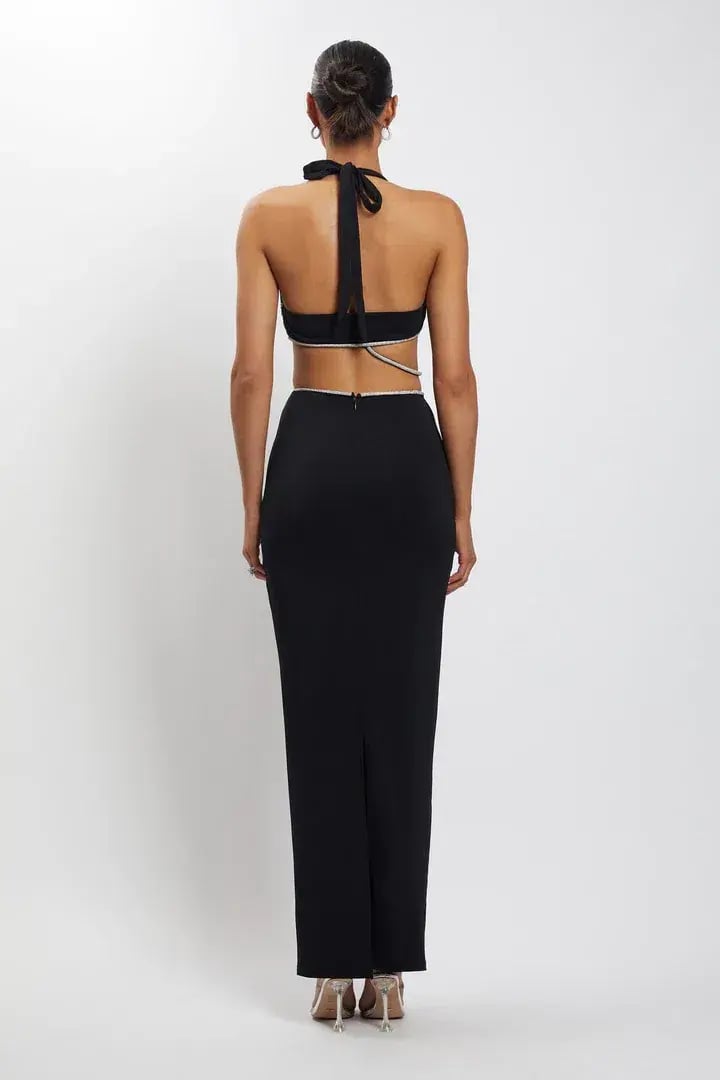 Meshki Nicha Diamante Cut Out Midi Dress Black Size 6 photo 2