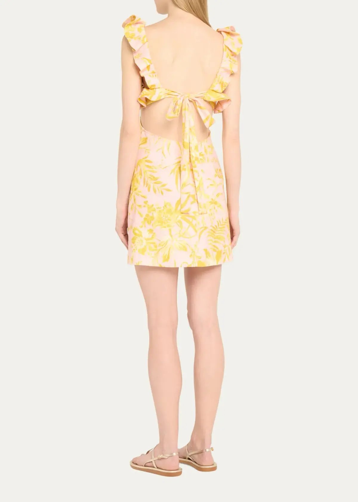 Zimmermann Golden Ruffle Mini Dress Pink/Gold Floral Size 0 / AU 8 photo 2