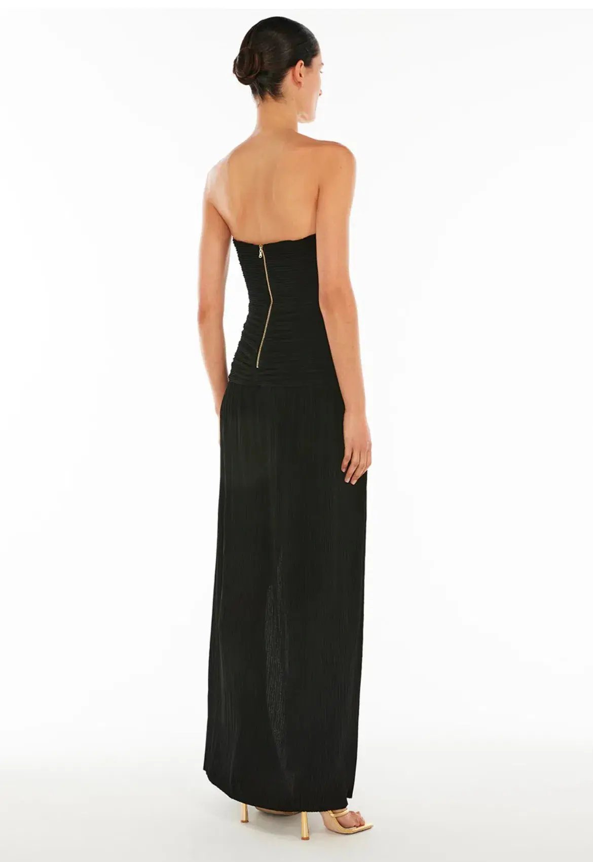 Manning Cartell Double Time Pleat Strapless Maxi Dress in Black Size AU 12 photo 3