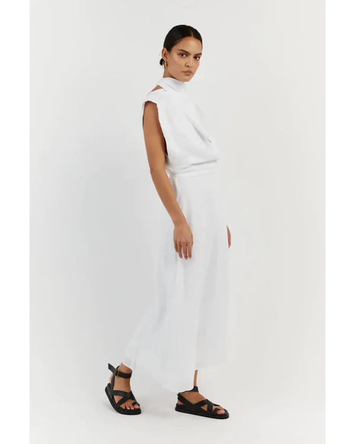 DISSH Alessi Linen Midi Dress White Size AU 8 photo 2