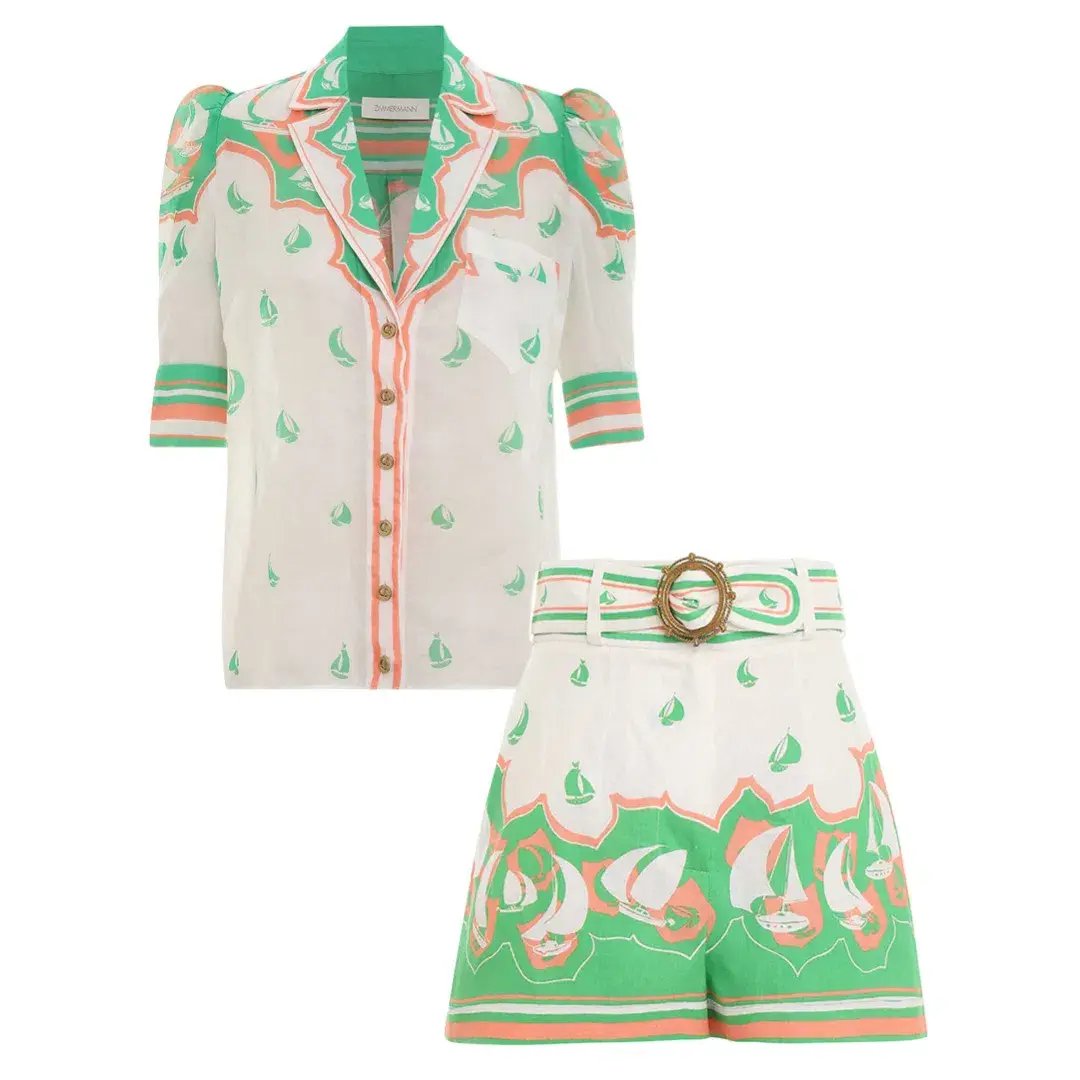 Zimmermann High Tide Sailboats Set Green Sailboats Size 1/AU 10 photo 4