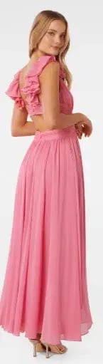 Forever New Selena Ruffle Shoulder Maxi in Pink Size 12 photo 3
