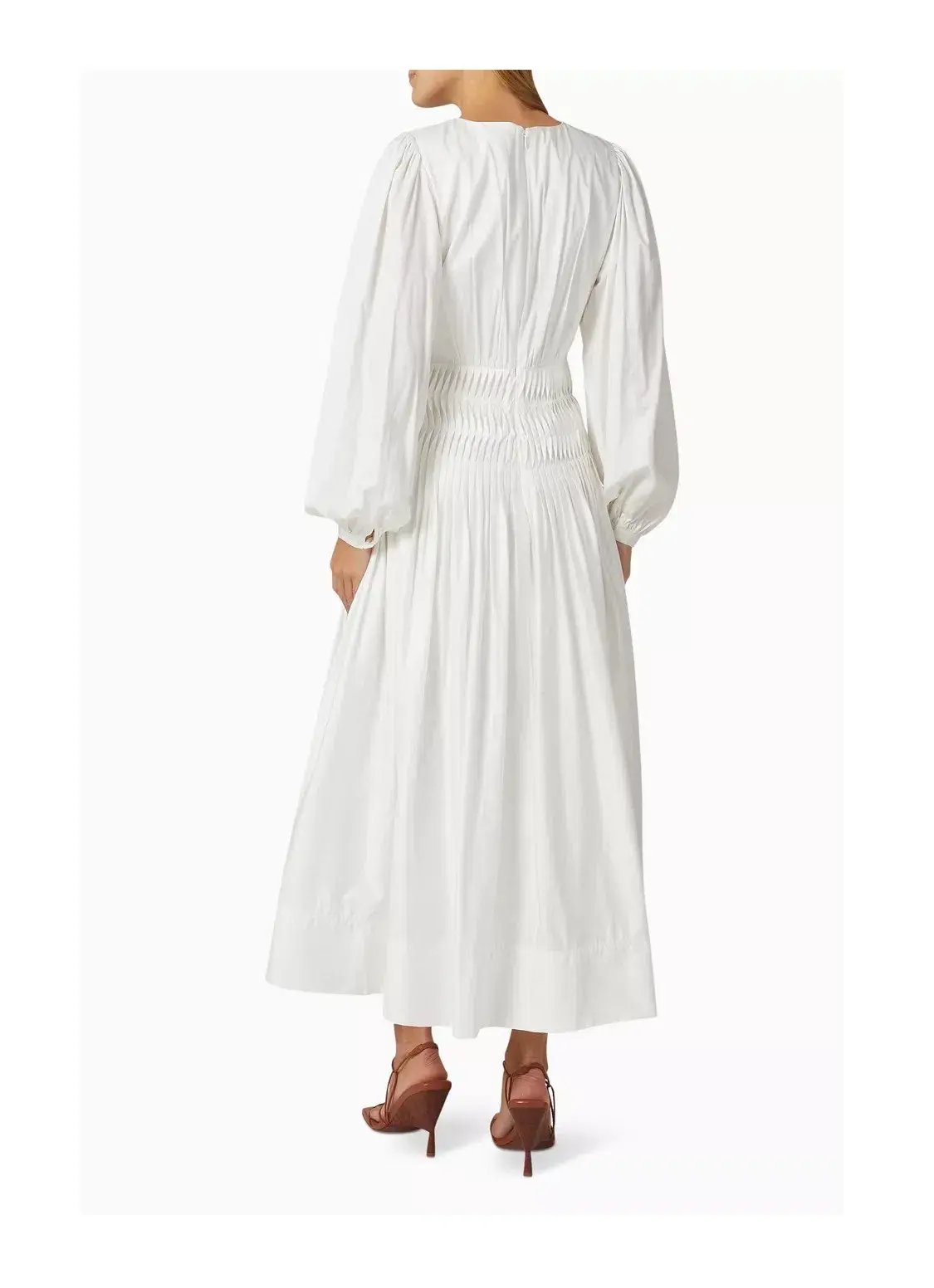 Aje Tidal Tucked Midi Dress Ivory Size 4 photo 3