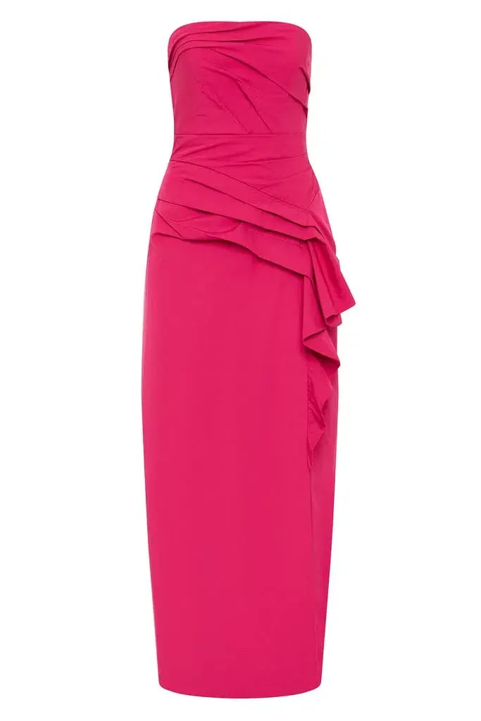 Aje Roma Draped Midi Dress in Magenta Size 10 photo 4