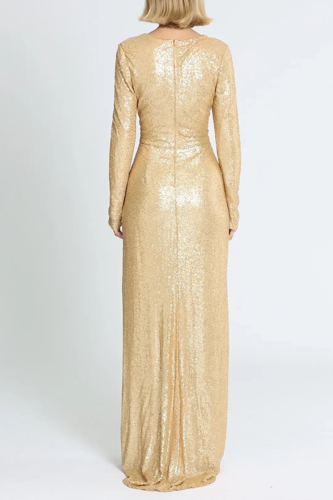 Tadashi Shoji Angelique Drape Gown Gold Size 14 photo 3