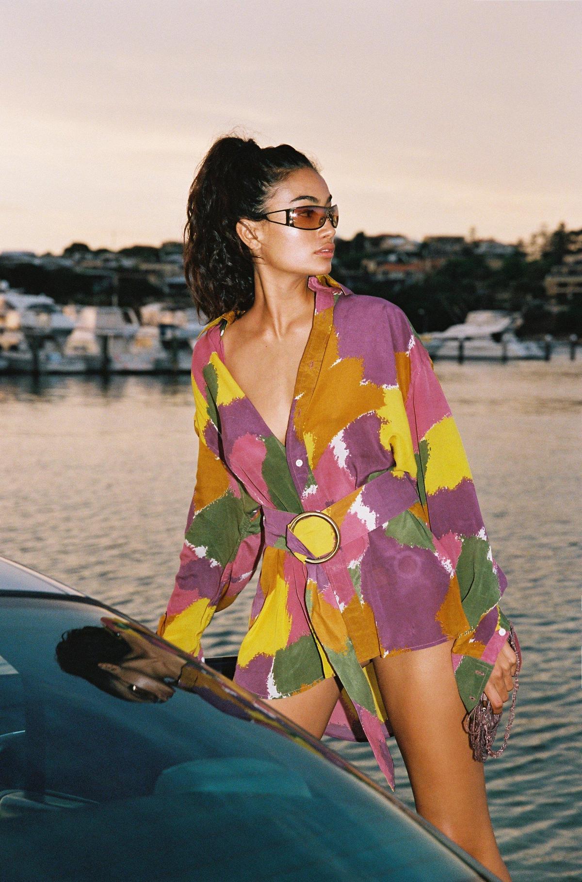 Bamba Titan Shirt Dress Dry Brush Print Size S/M photo 6