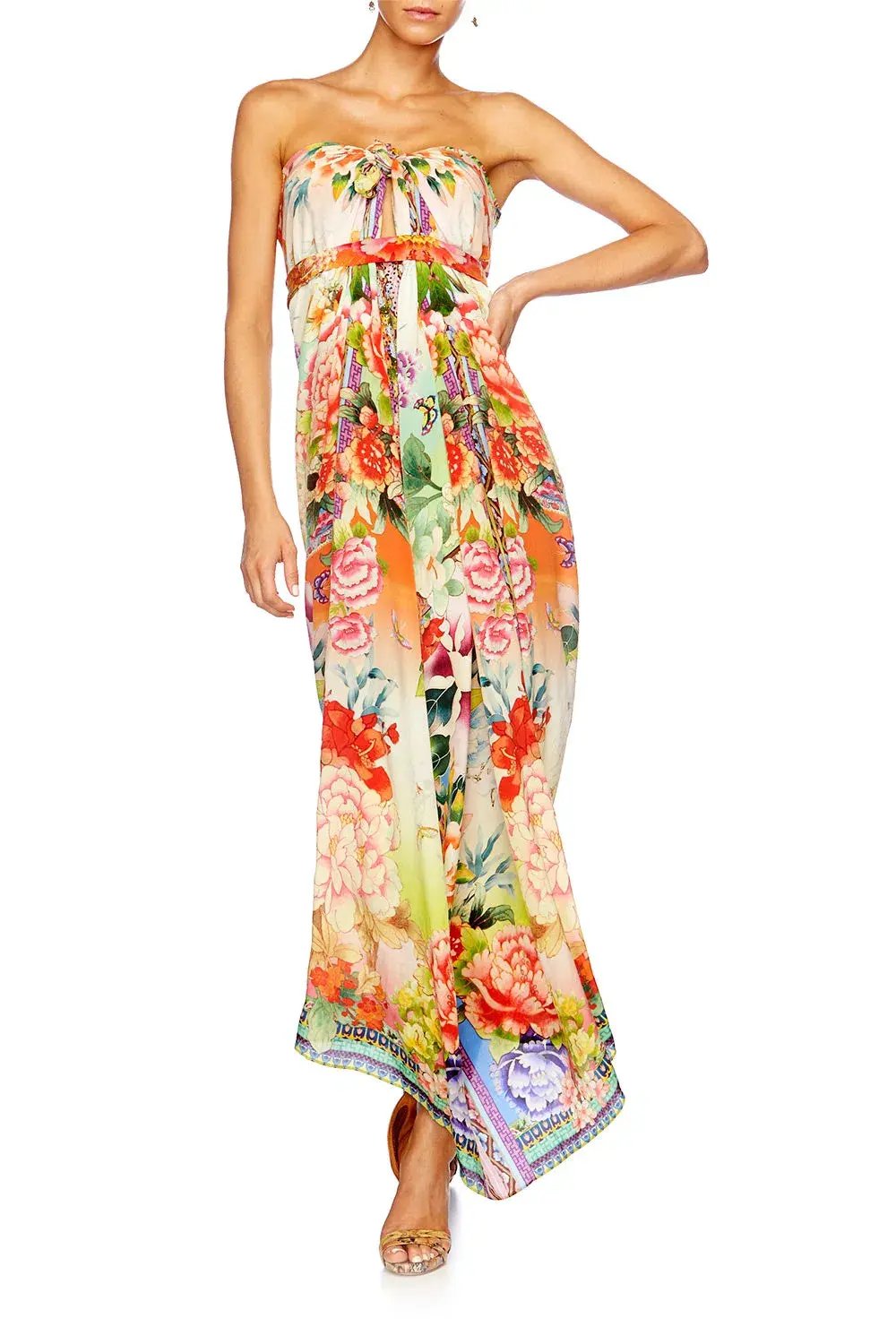 Camilla Flower Hour Round Neck Kaftan One Size photo 4