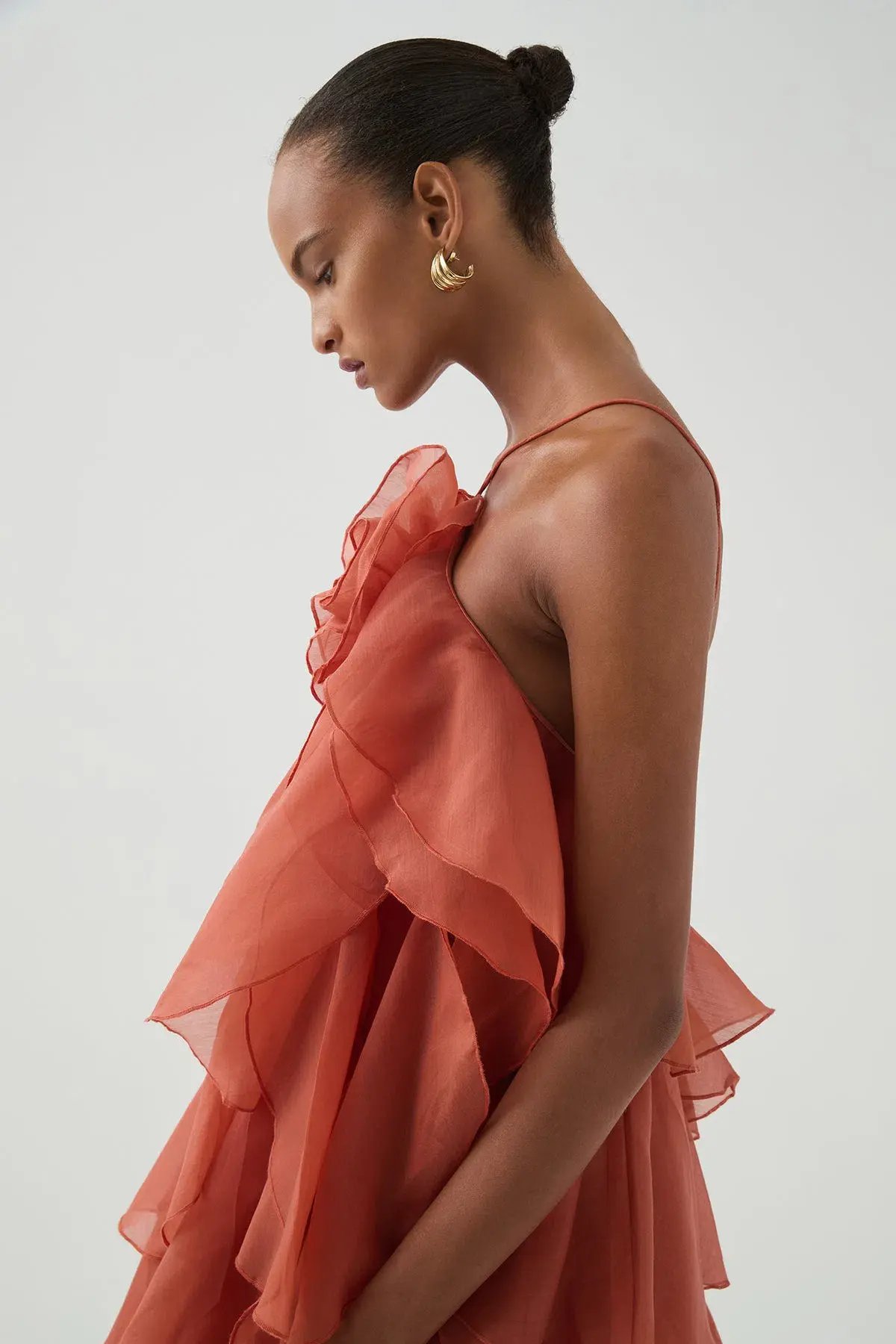 Aje Pandorea Layered Maxi Dress Coral Clay Size AU 10 photo 3